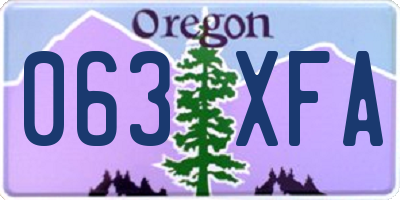 OR license plate 063XFA