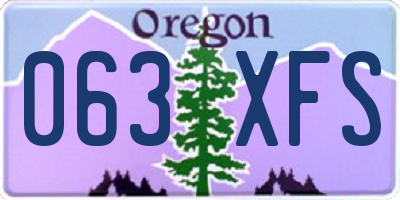 OR license plate 063XFS