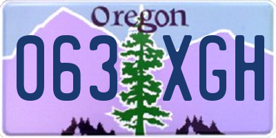 OR license plate 063XGH
