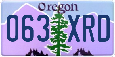 OR license plate 063XRD
