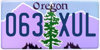 OR license plate 063XUL
