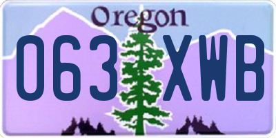 OR license plate 063XWB