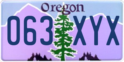 OR license plate 063XYX