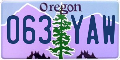 OR license plate 063YAW