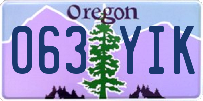 OR license plate 063YIK