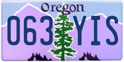 OR license plate 063YIS