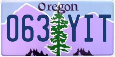 OR license plate 063YIT