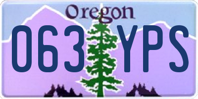 OR license plate 063YPS