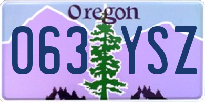 OR license plate 063YSZ