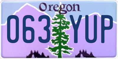 OR license plate 063YUP