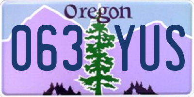 OR license plate 063YUS