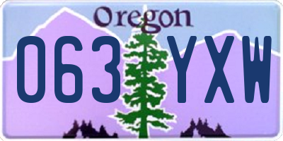 OR license plate 063YXW