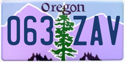 OR license plate 063ZAV