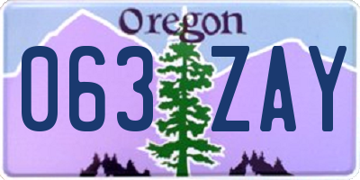 OR license plate 063ZAY
