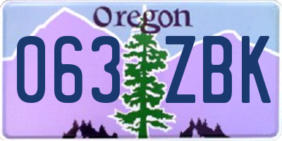 OR license plate 063ZBK