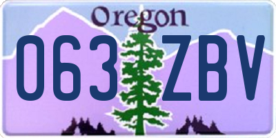 OR license plate 063ZBV