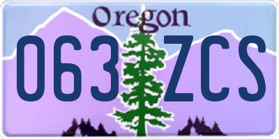 OR license plate 063ZCS
