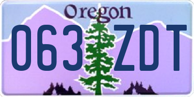 OR license plate 063ZDT