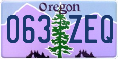 OR license plate 063ZEQ