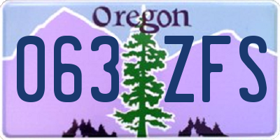 OR license plate 063ZFS
