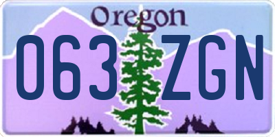 OR license plate 063ZGN