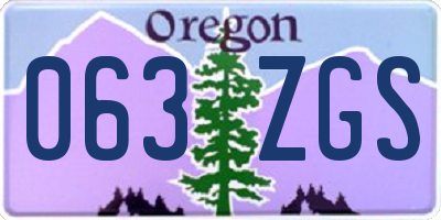 OR license plate 063ZGS