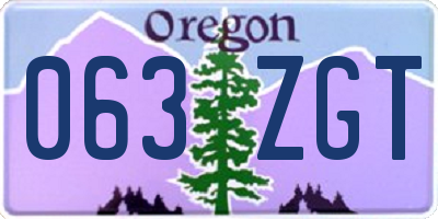 OR license plate 063ZGT