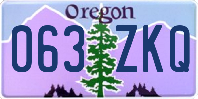OR license plate 063ZKQ
