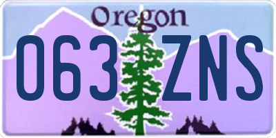 OR license plate 063ZNS