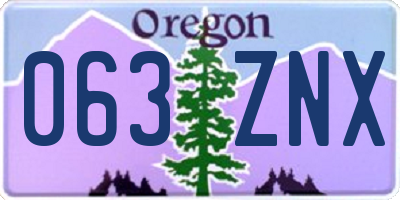 OR license plate 063ZNX