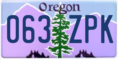 OR license plate 063ZPK