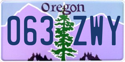 OR license plate 063ZWY