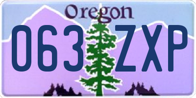 OR license plate 063ZXP