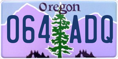 OR license plate 064ADQ