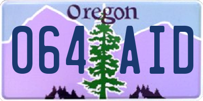 OR license plate 064AID