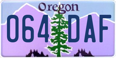 OR license plate 064DAF