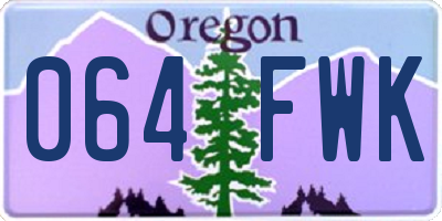 OR license plate 064FWK