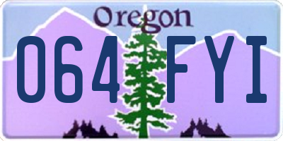 OR license plate 064FYI