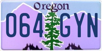 OR license plate 064GYN