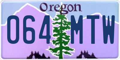 OR license plate 064MTW