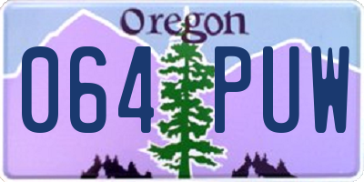OR license plate 064PUW