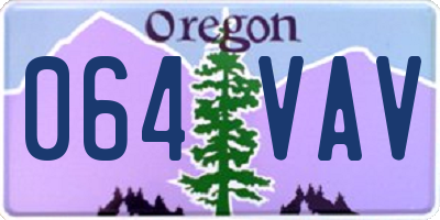 OR license plate 064VAV