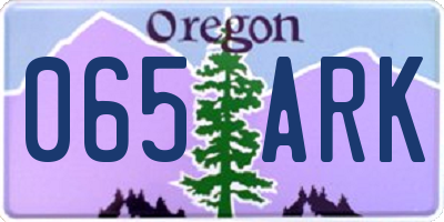 OR license plate 065ARK