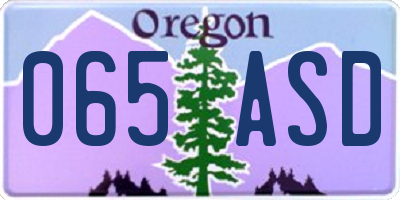 OR license plate 065ASD