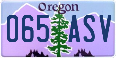 OR license plate 065ASV