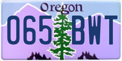 OR license plate 065BWT