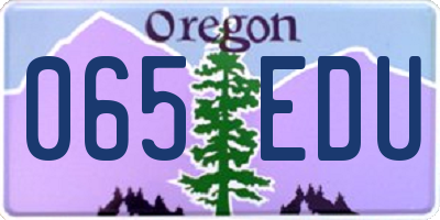 OR license plate 065EDU