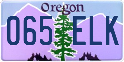OR license plate 065ELK