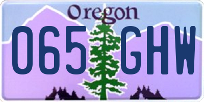 OR license plate 065GHW
