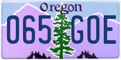 OR license plate 065GOE